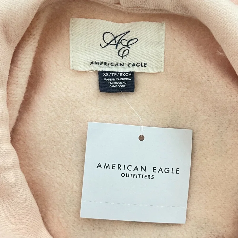American Eagle Pink Book Club Sweatshirt Hoodie XS NWT Booked & Busy - Picture 5 of 13